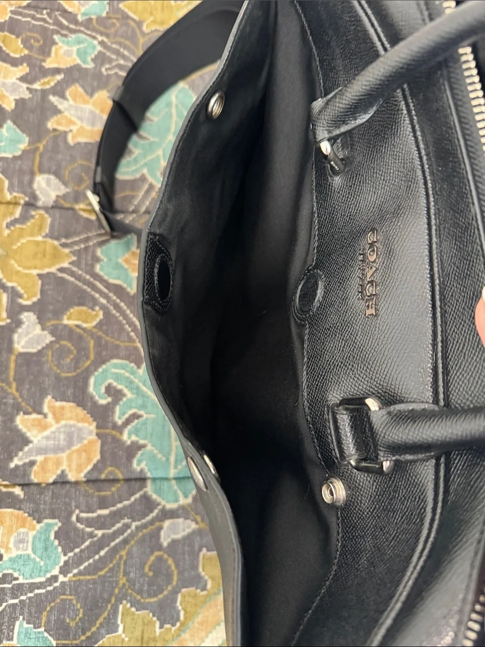 Coach Black Leather Laptop Brief Bag with Shoulder Strap